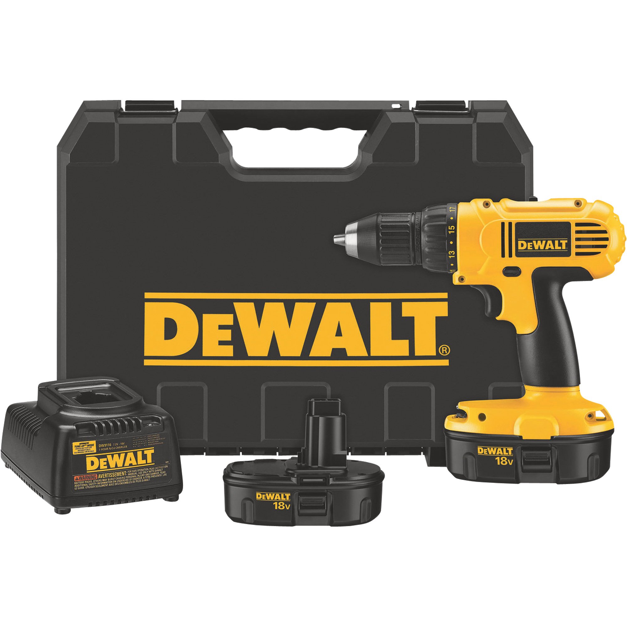 DeWalt Cordless Compact Drill/Driver Kit — 18 Volt, 1/2in. Chuck, Model# DC970K-2